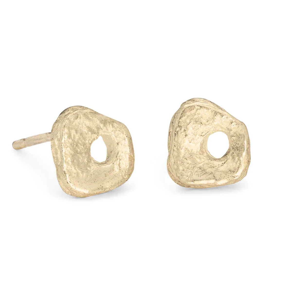 Worn Pebble Studs in 9ct Yellow Gold by Emily Nixon now available at tomfoolery London
