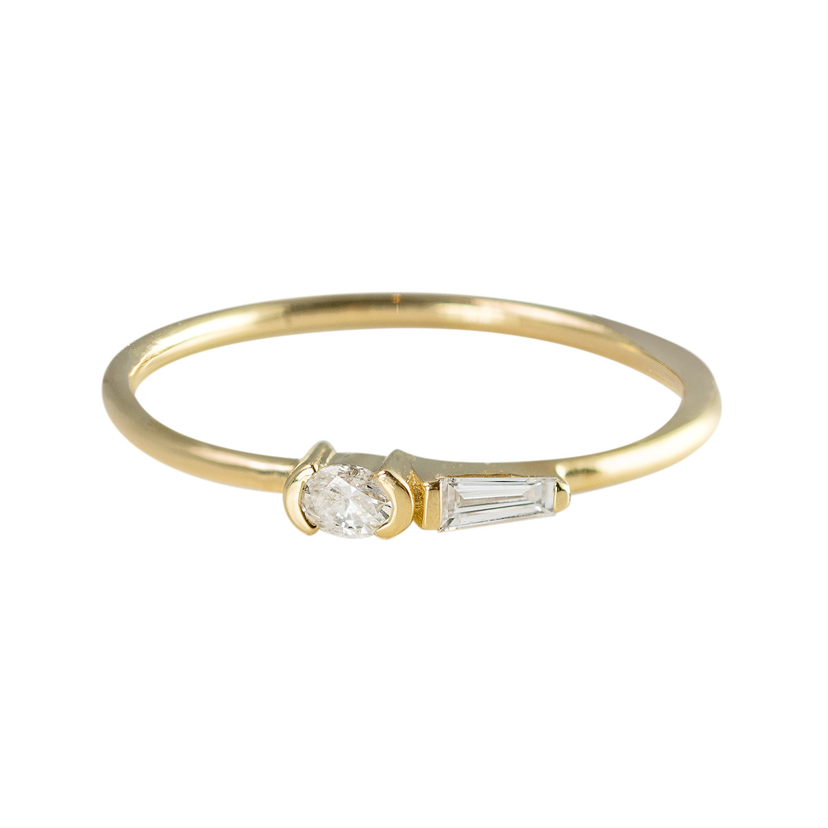 René Oval & Tapered Baguette Petite Diamond Ring, Art Echo, tomfoolery