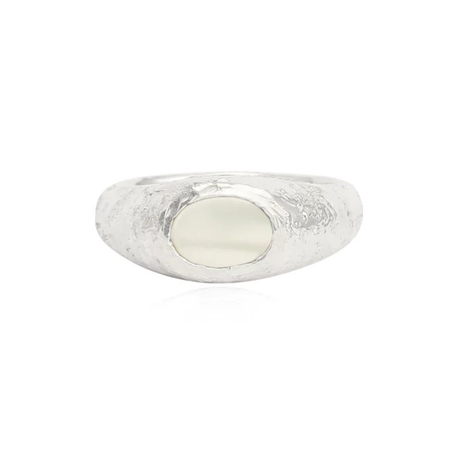 Rustic Mother Of Pearl Signet Ring, Momocreatura, tomfoolery