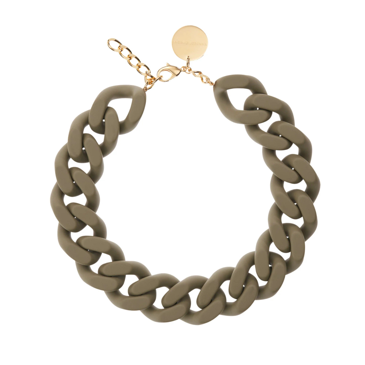 BIG Flat Chain Necklace Matt Olive, Vanessa Baroni, tomfoolery