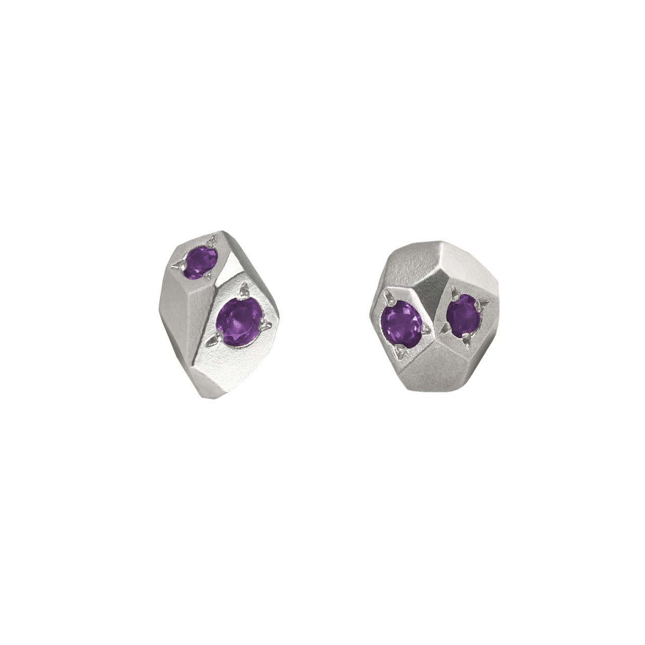 Gea Medium Silver Studs w. Purple Amethyst, Maria Manola, tomfoolery