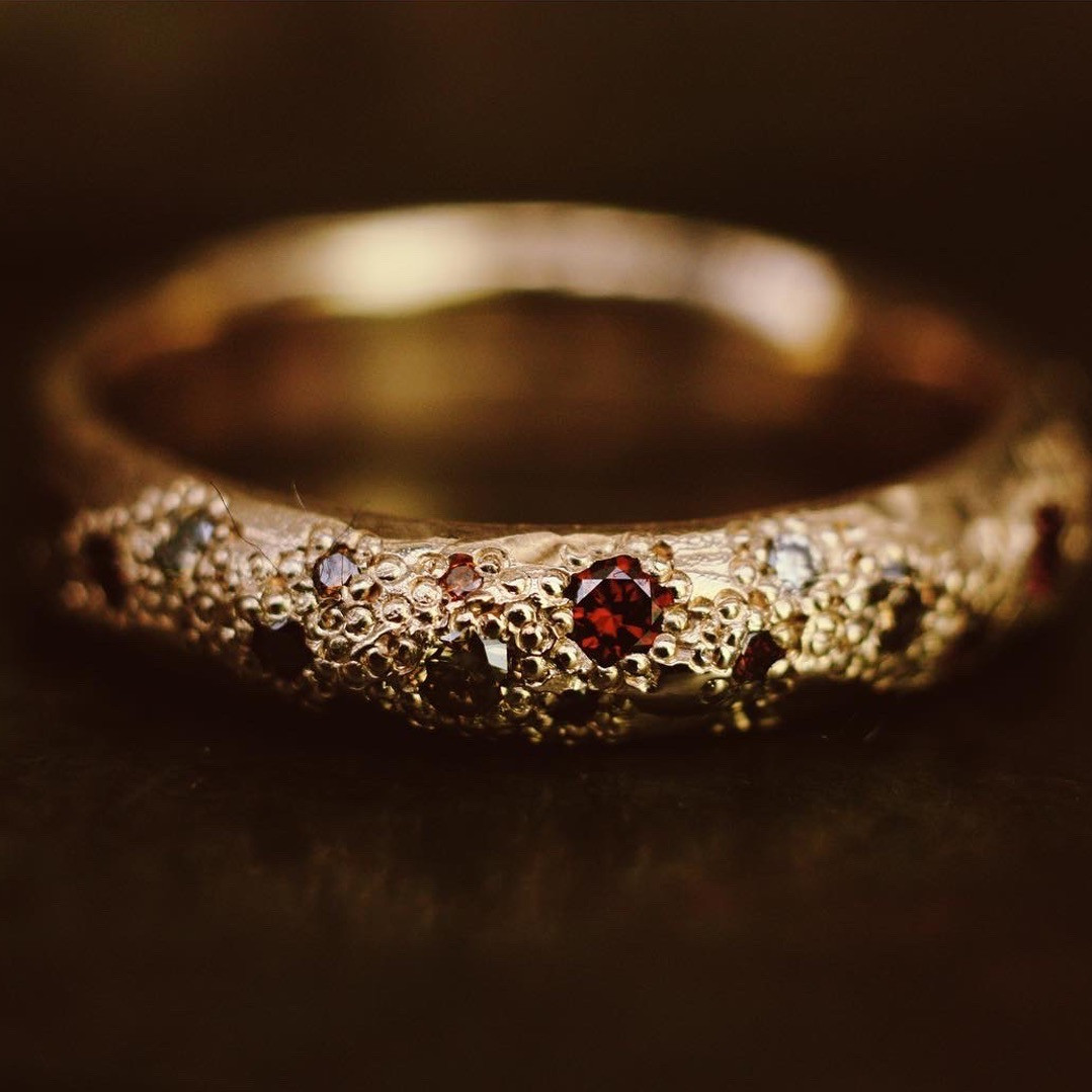 LXXVIII 4mm Cognac & Champagne Diamond Scatter Ring, Ellis Mhairi Cameron