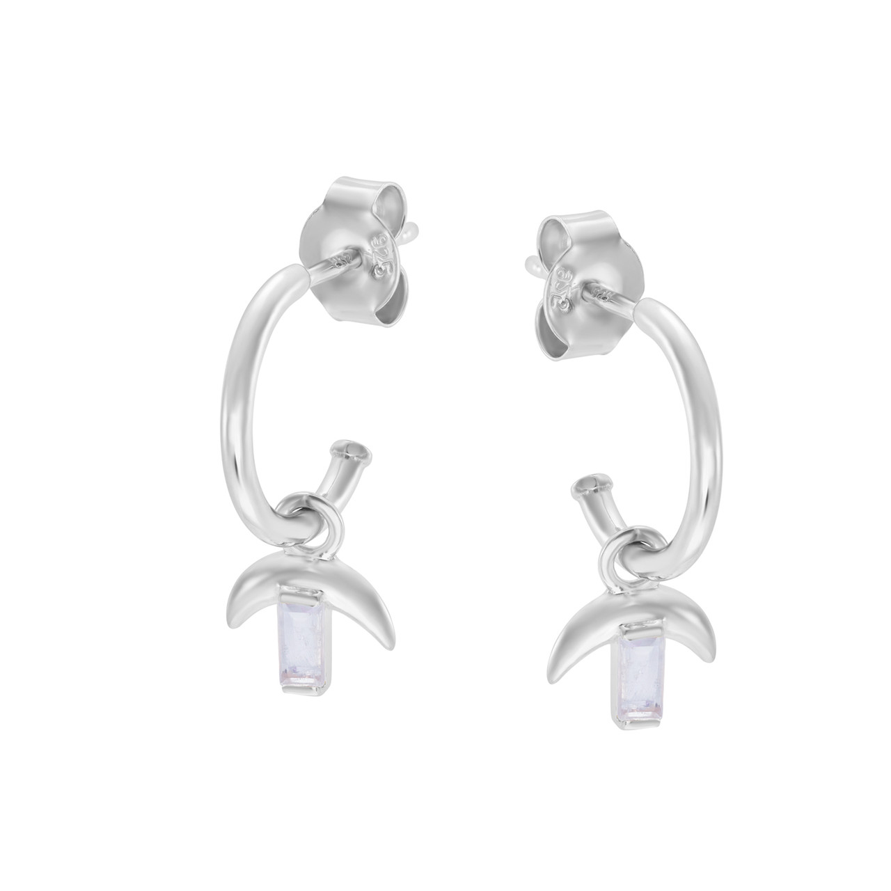 LUNA Gem Drop Silver Hoops, TRIBE by tomfoolery