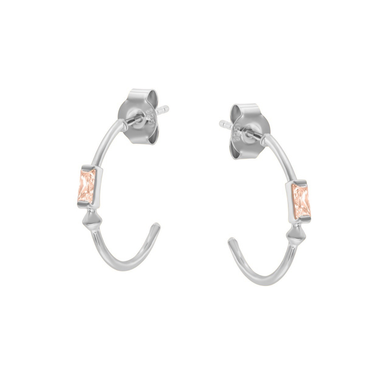 VORA Baguette Gem Silver Hoops, TRIBE by tomfoolery