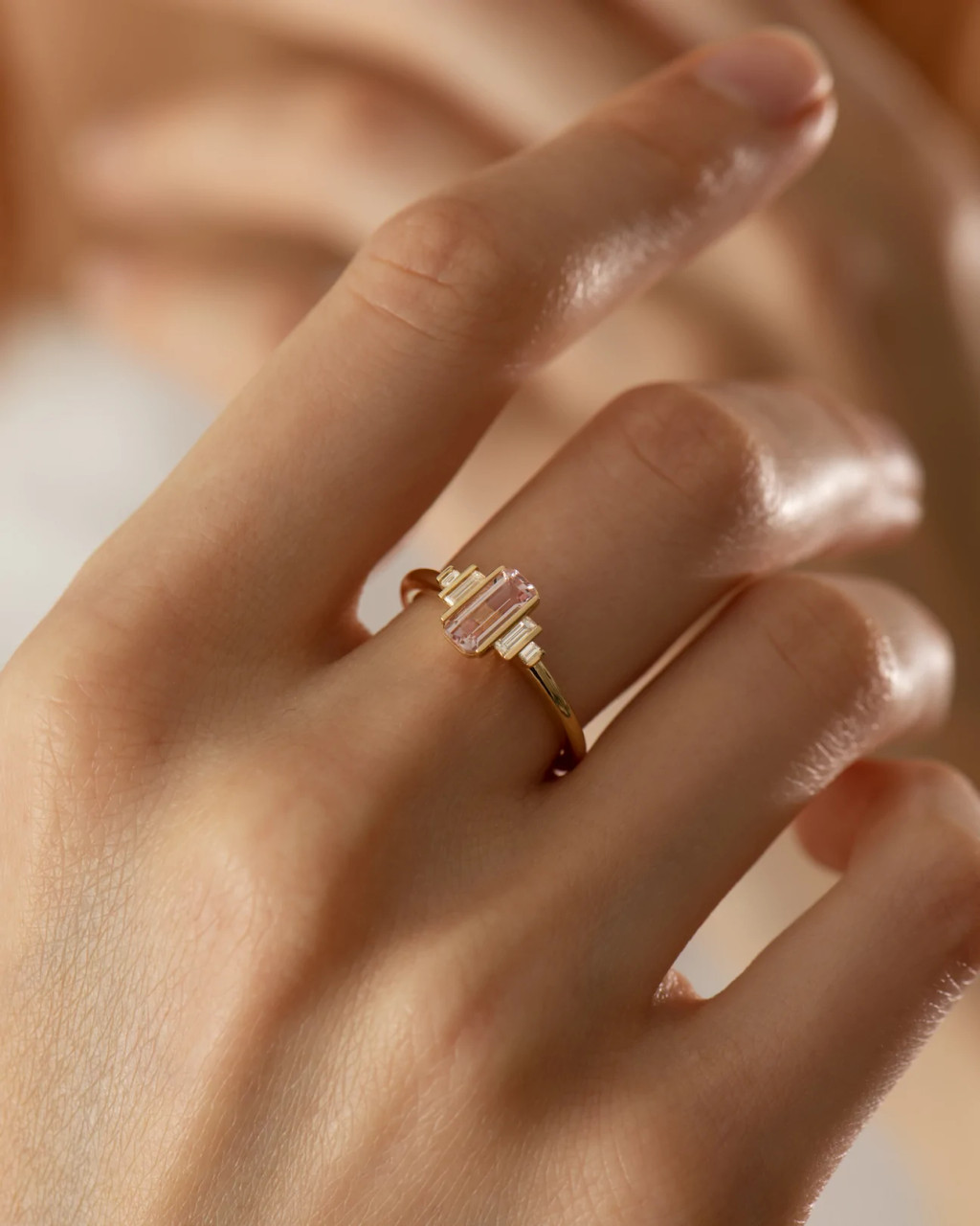 Petal Morganite & Diamond Engagement Ring, Artemer, tomfoolery