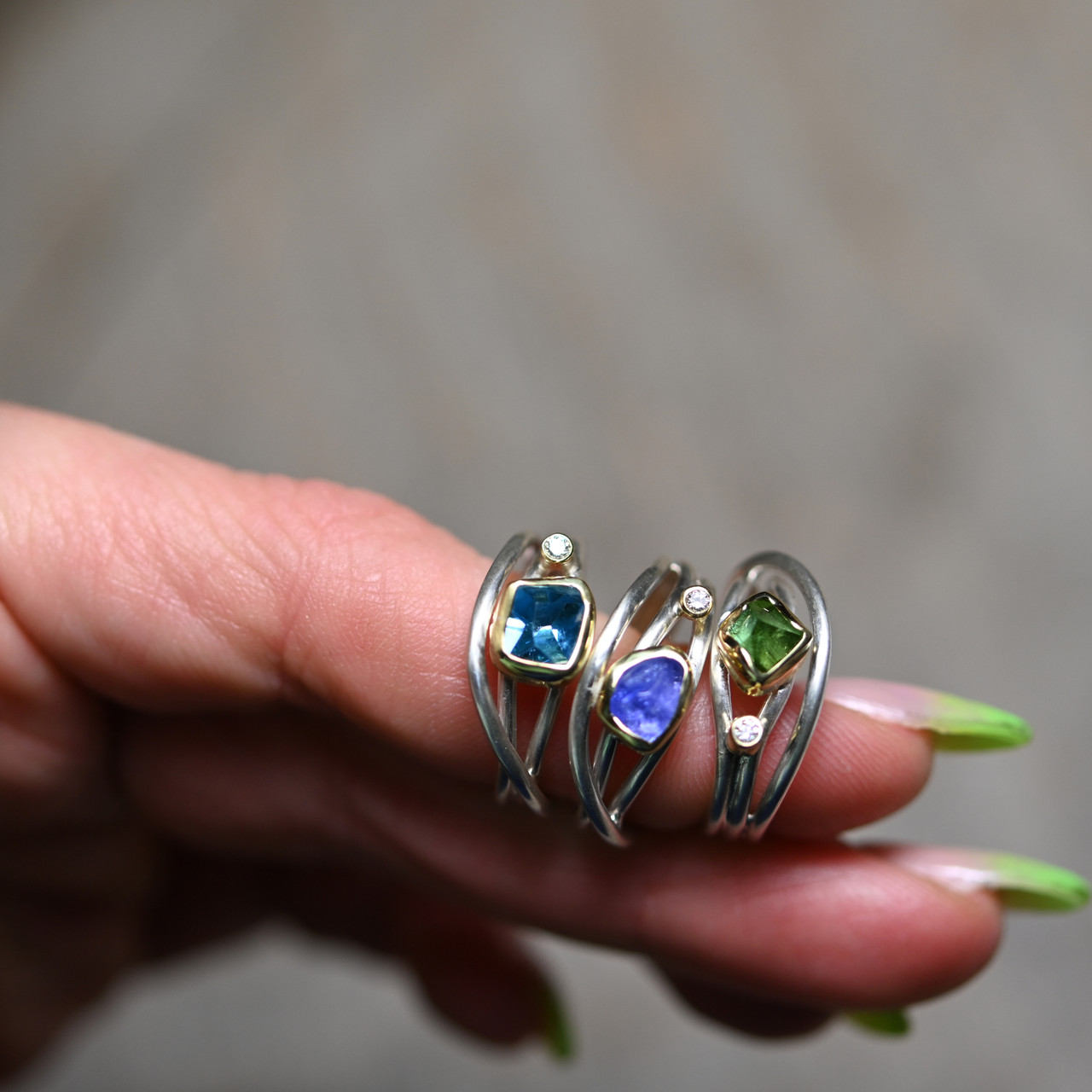 Tanzanite & Silver Narrow Wrap Ring, Margoni, tomfoolery