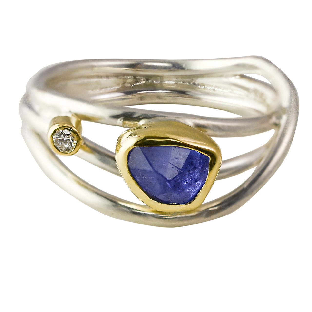 Tanzanite & Silver Narrow Wrap Ring, Margoni, tomfoolery