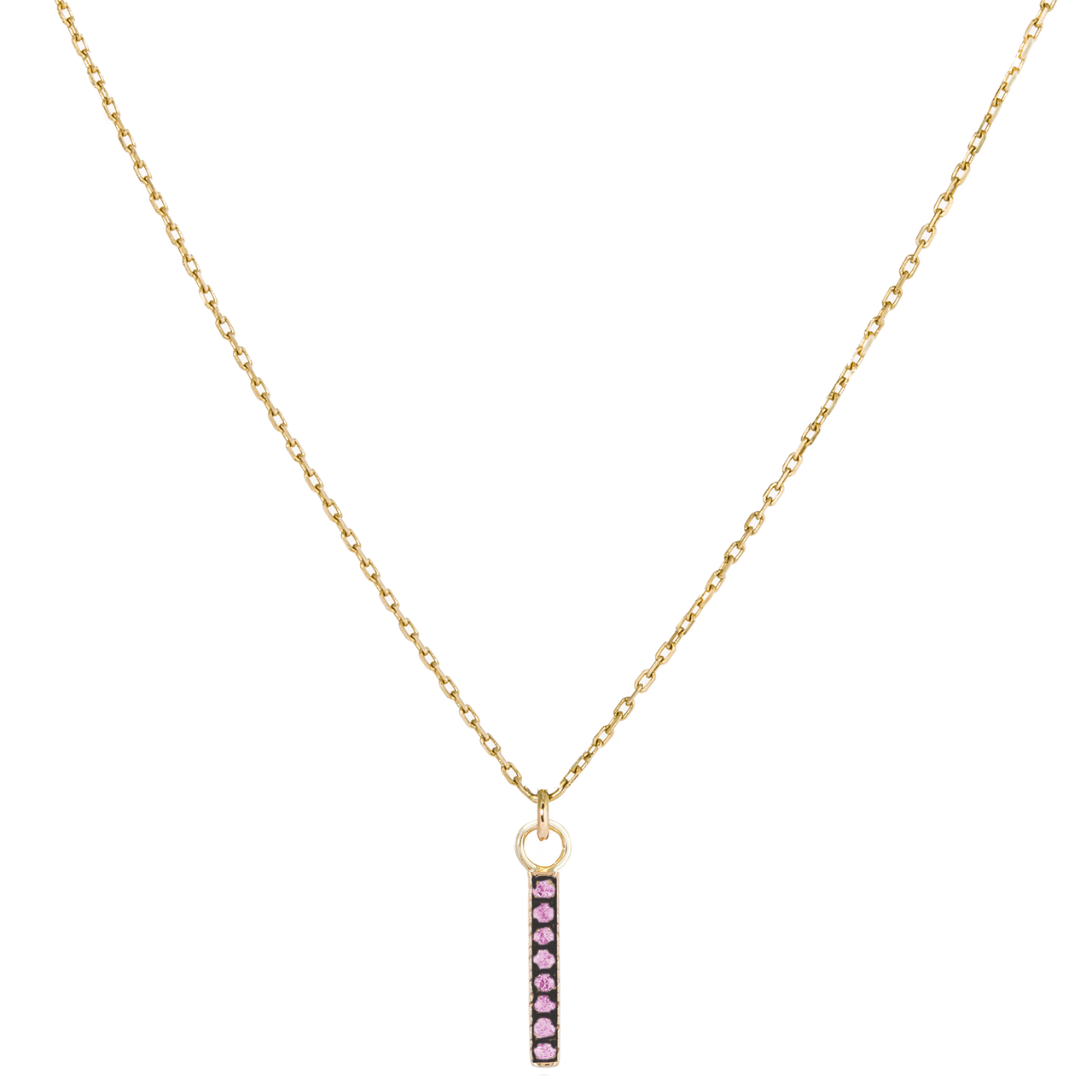 Pink Sapphire & Black Rhodium Bar Pendant, metier by tomfoolery, tomfoolery