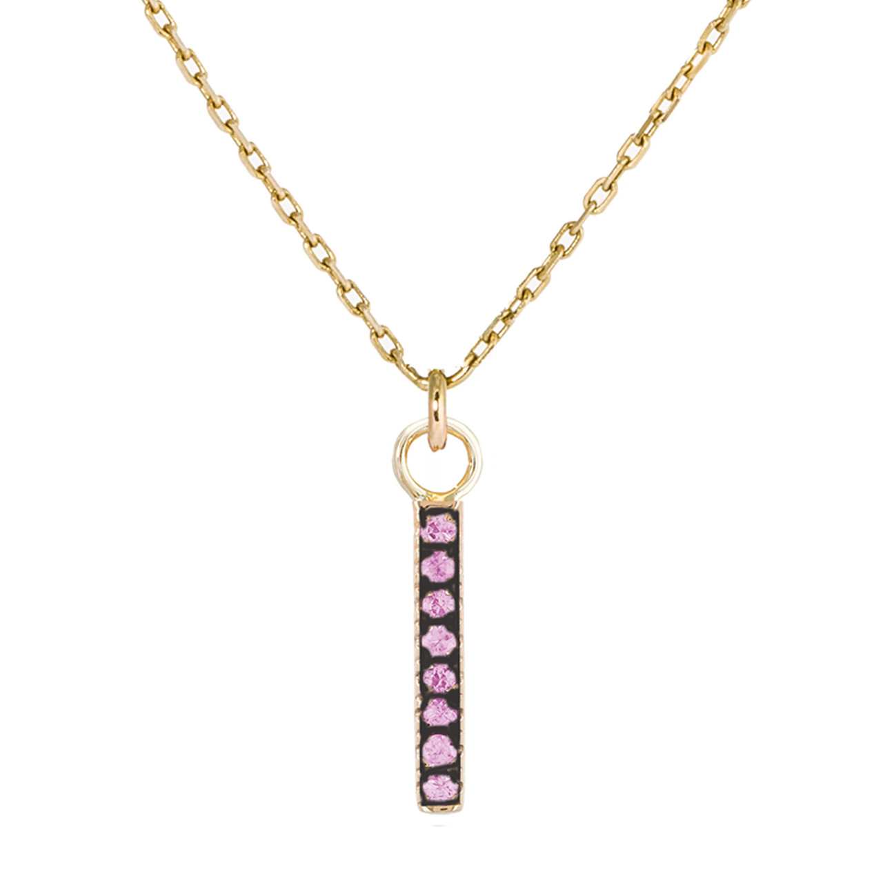 Pink Sapphire & Black Rhodium Bar Pendant, metier by tomfoolery, tomfoolery