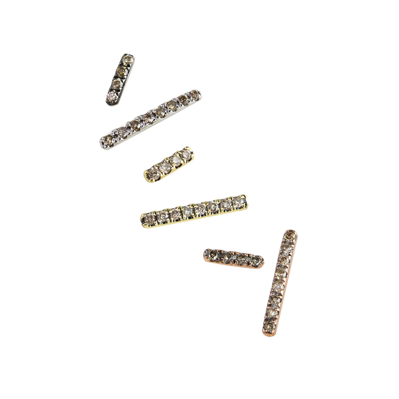 Long Bar Champagne Diamond & Black Rhodium Studs Tomfoolery London