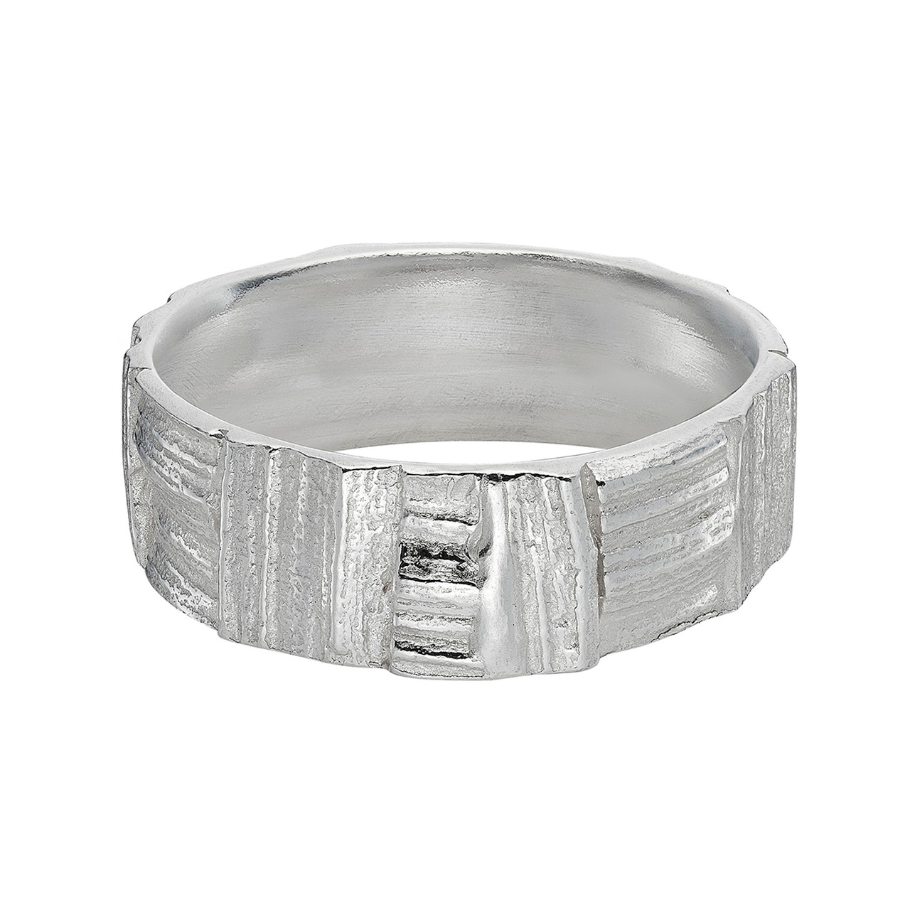 Patchwork Oak Ring Silver, Issy White, tomfoolery