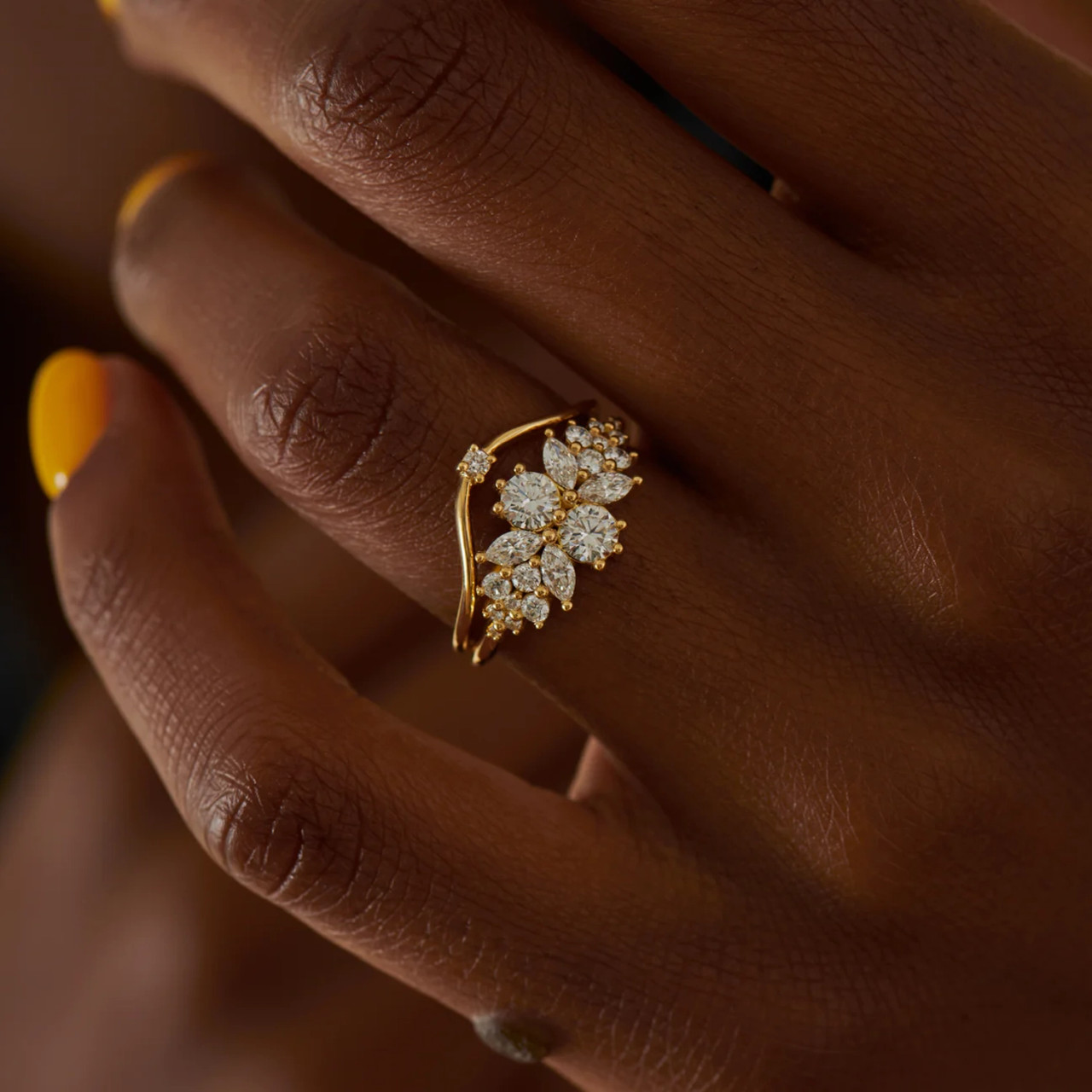 Flora Cluster Engagement Ring with Round Diamonds, Artemer, tomfoolery