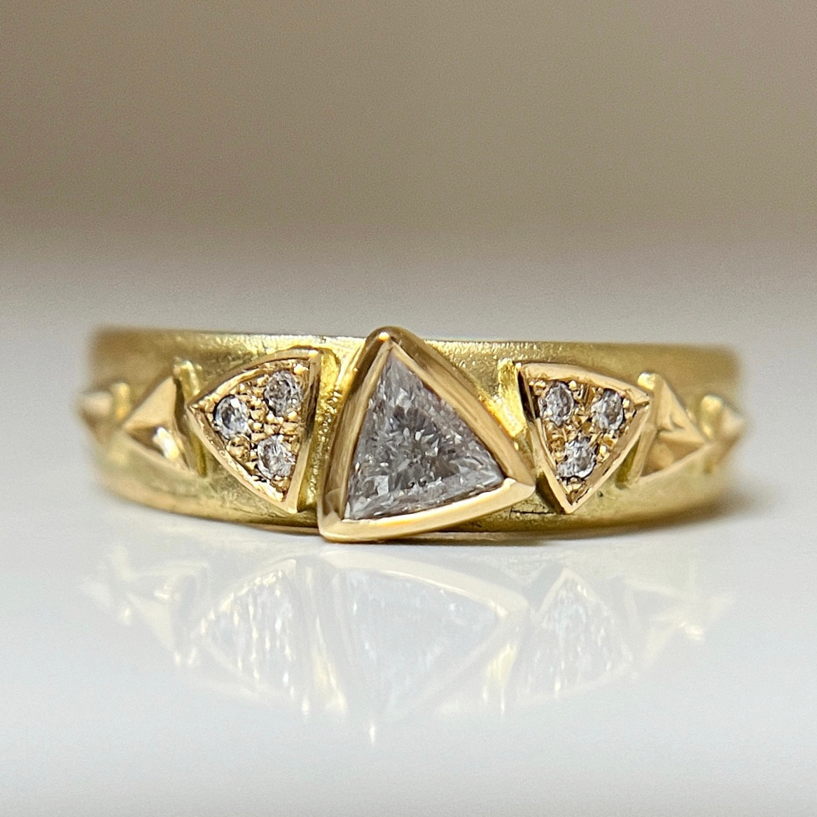 18ct Yellow Gold Trillion Reflection Ring, Claire Macfarlane, tomfoolery