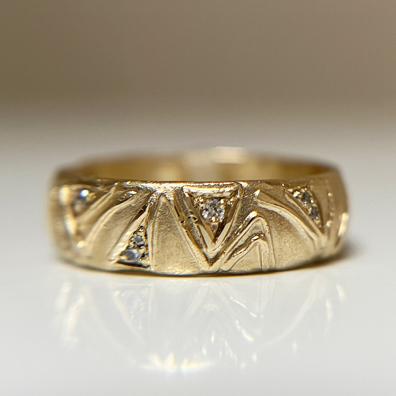9ct Yellow Gold Domed Triangle Diamond Ring, Claire Macfarlane, tomfoolery
