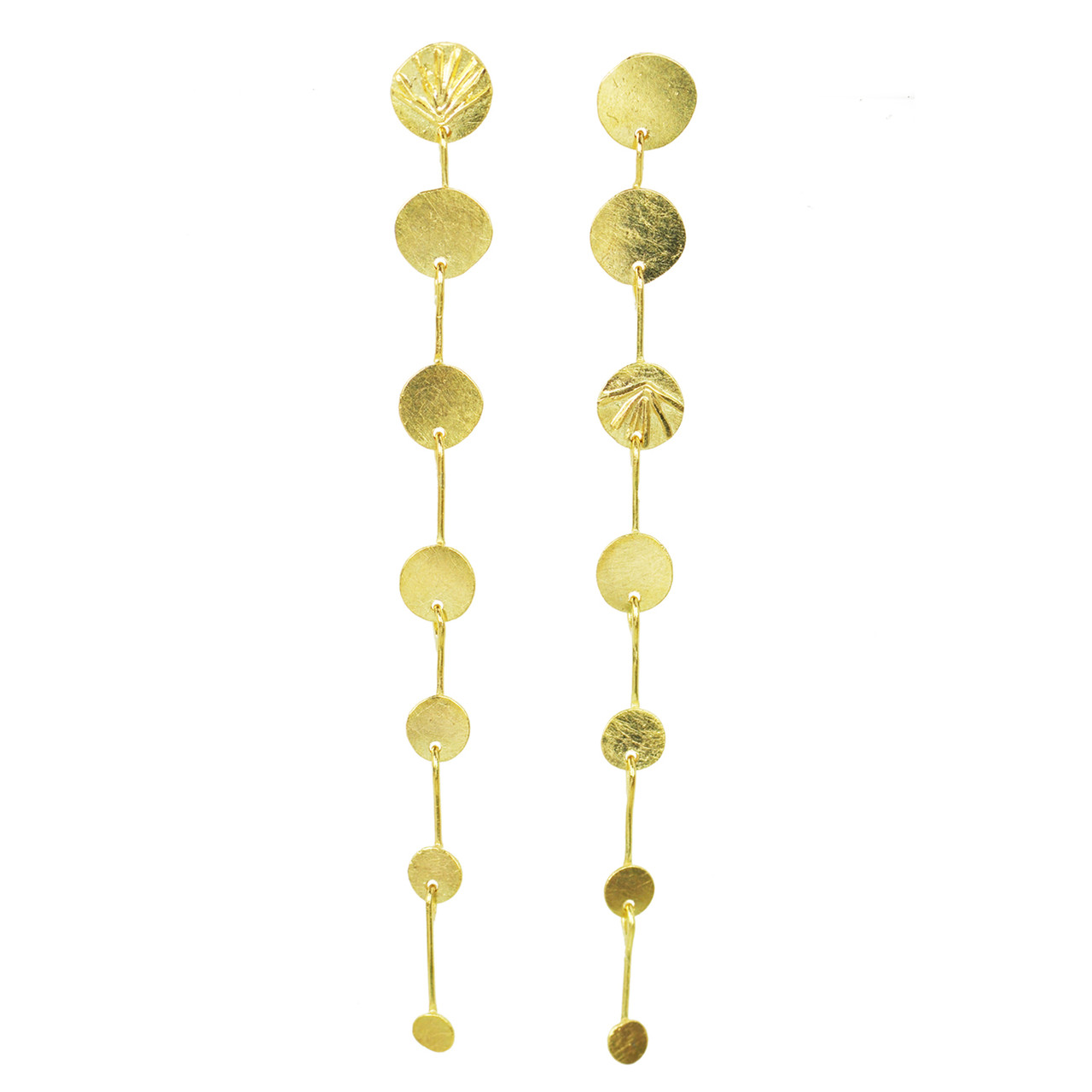 18ct Yellow Gold Cascade Sunray Earrings, Claire Macfarlane, tomfoolery