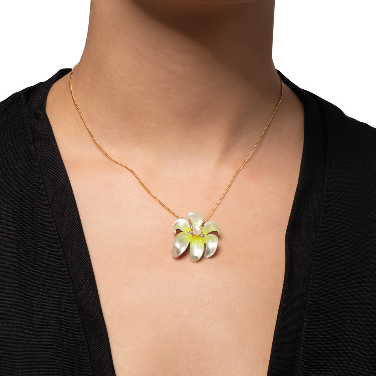 Lily Lucite Flower Pendant White, Alexis Bittar, tomfoolery