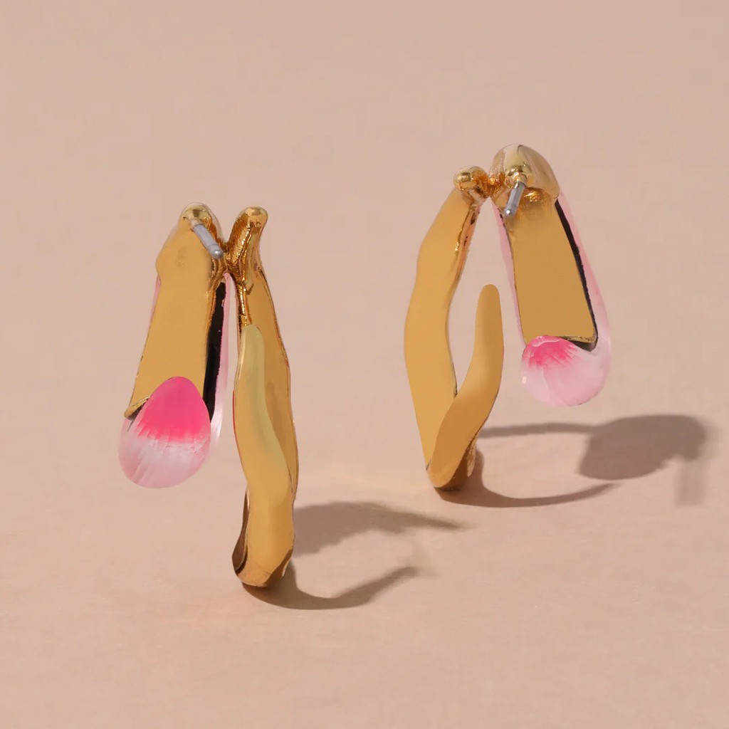 Lucite Molten Double Hoop Earrings Neon Pink, Alexis Bittar, tomfoolery