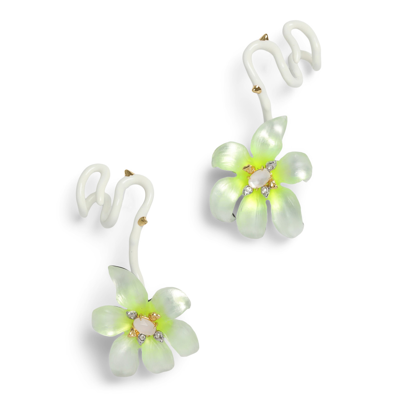 Lily Lucite Flower Ear Climber Earring White, Alexis Bittar, tomfoolery