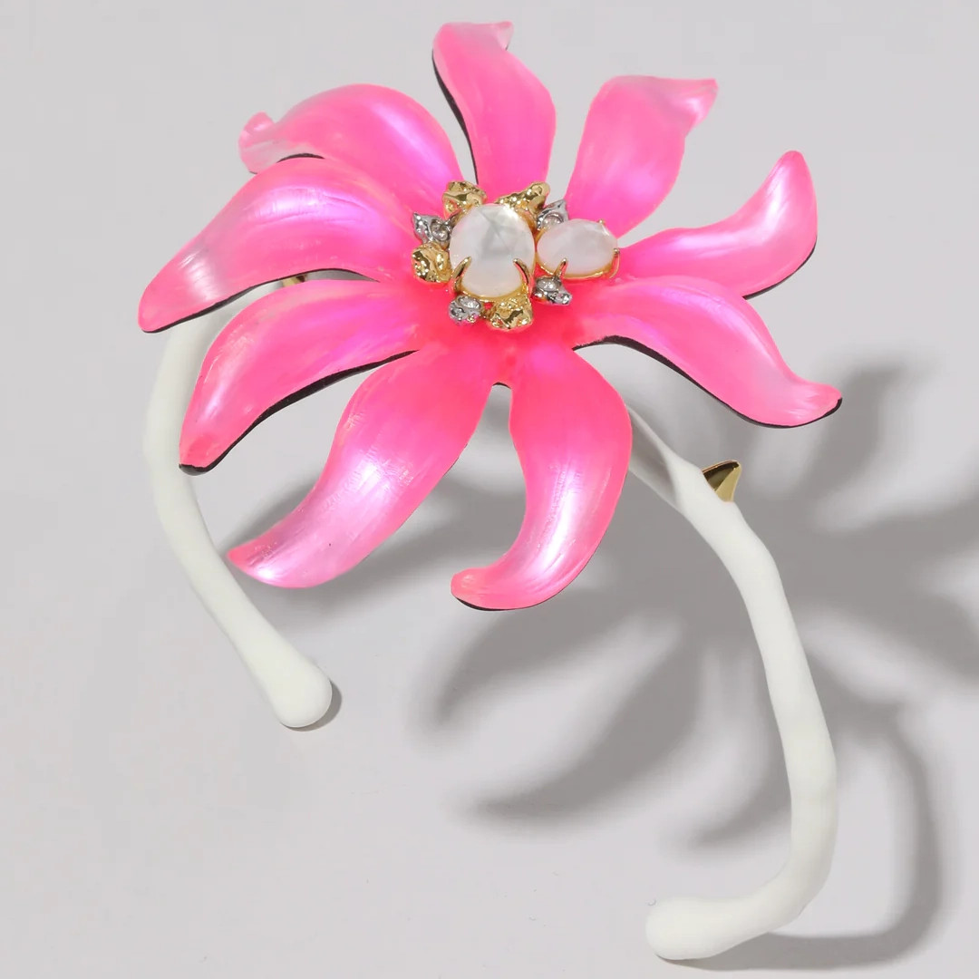 Lily Lucite Flower Cuff Bracelet Magenta, Alexis Bittar, tomfoolery