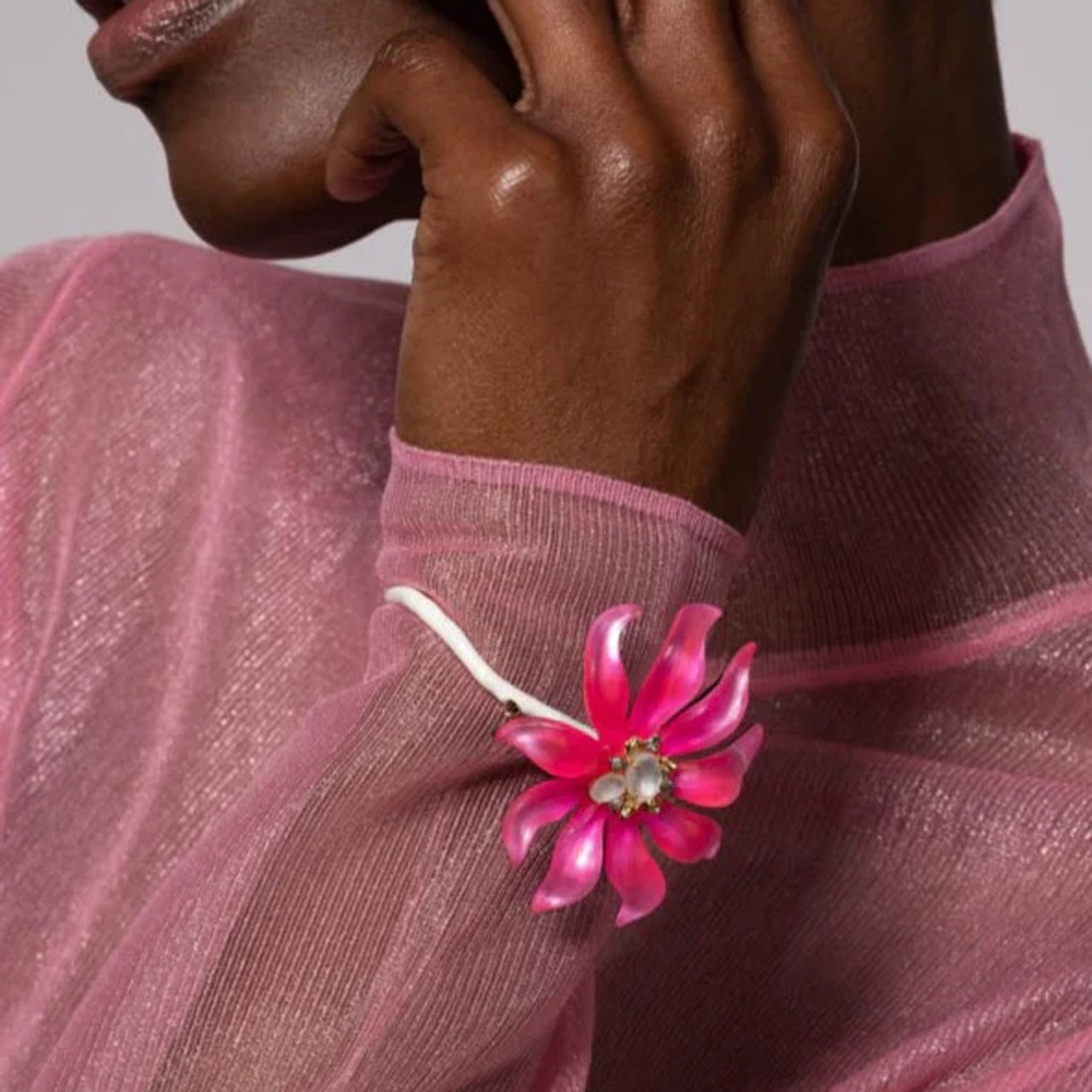 Lily Lucite Flower Cuff Bracelet Magenta, Alexis Bittar, tomfoolery