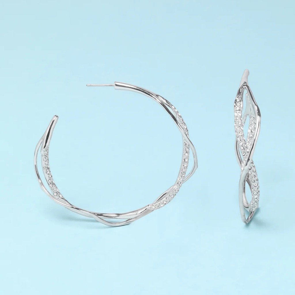 Intertwined Two Tone Pave Hoop Earrings, Alexis Bittar, tomfoolery