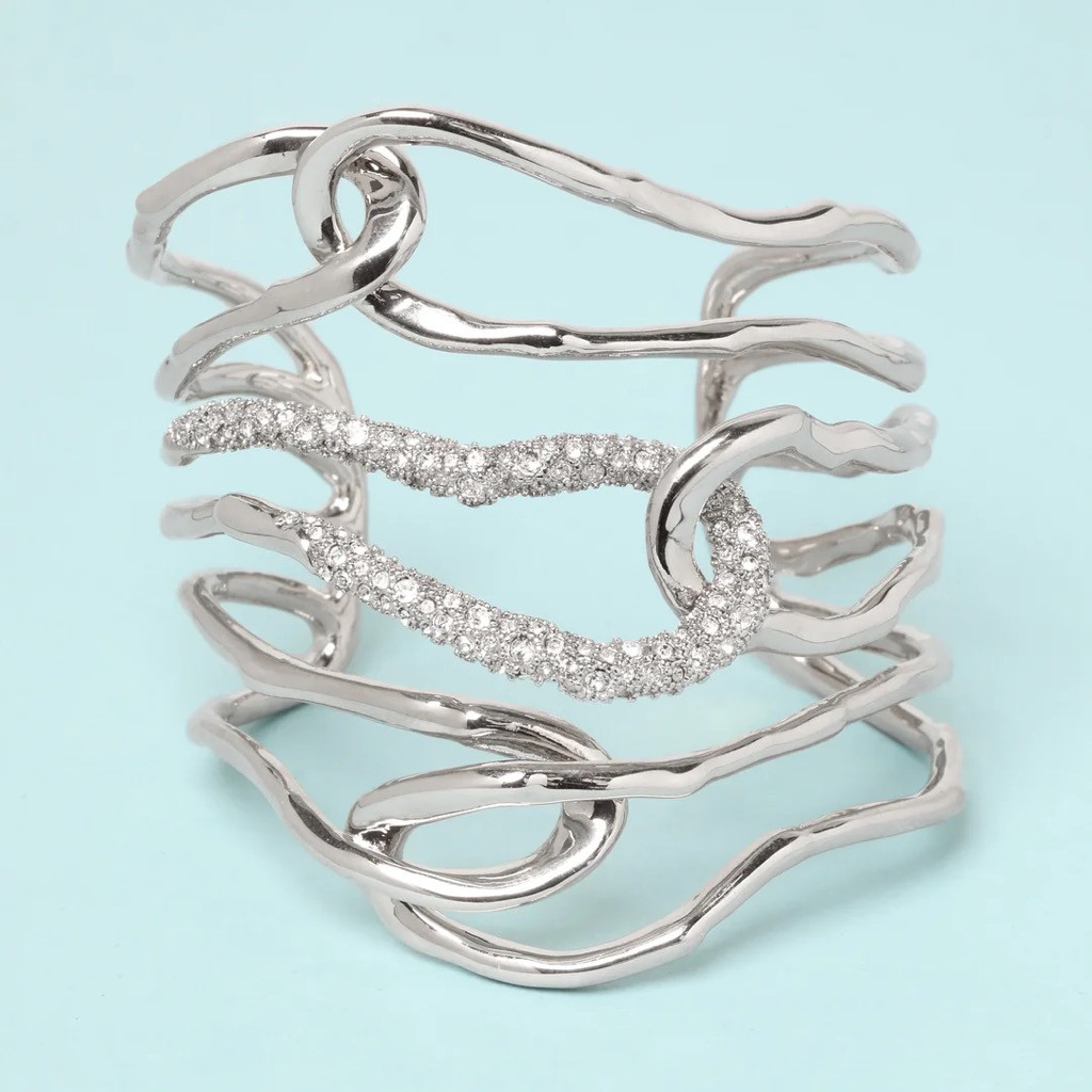 Solanales Large Twisted Cuff Bracelet Silver, Alexis Bittar, tomfoolery