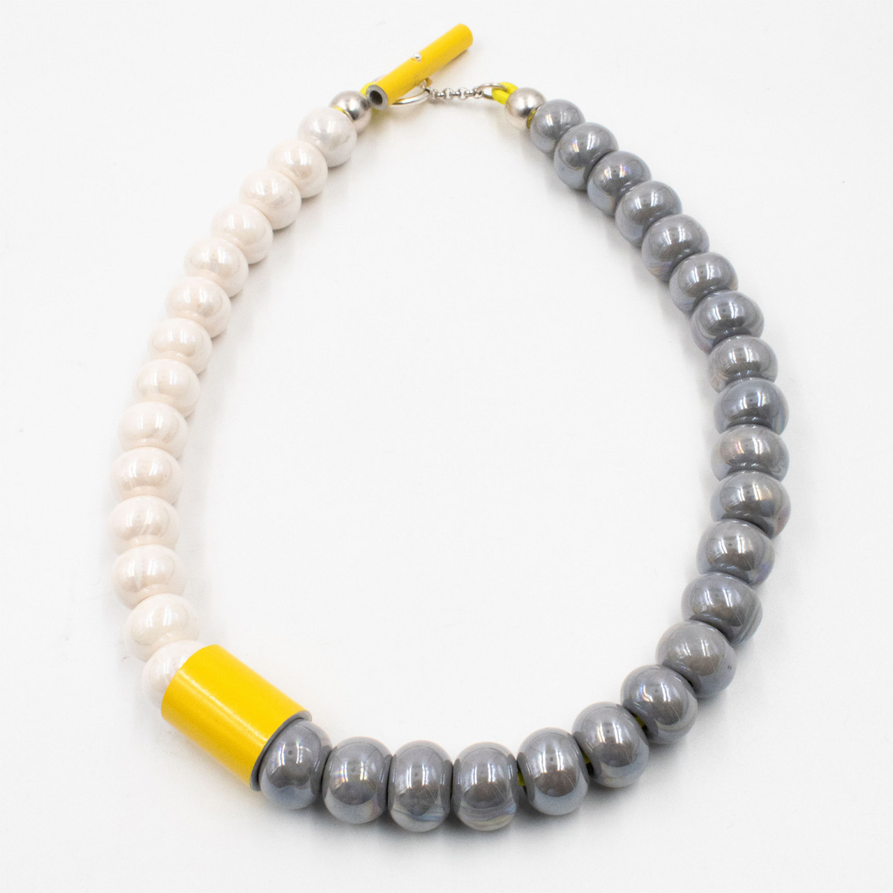 Ceramic Beaded Necklace Grey, Christina Brampti, tomfoolery