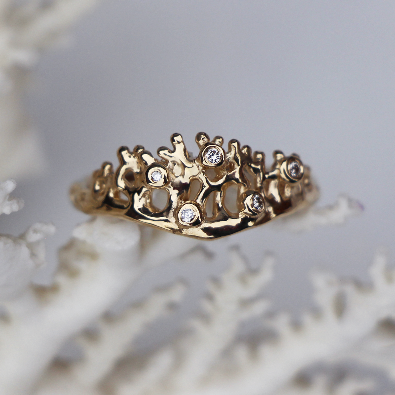 Scattered Diamonds Coral Reef Ring, Alice Clarke, tomfoolery