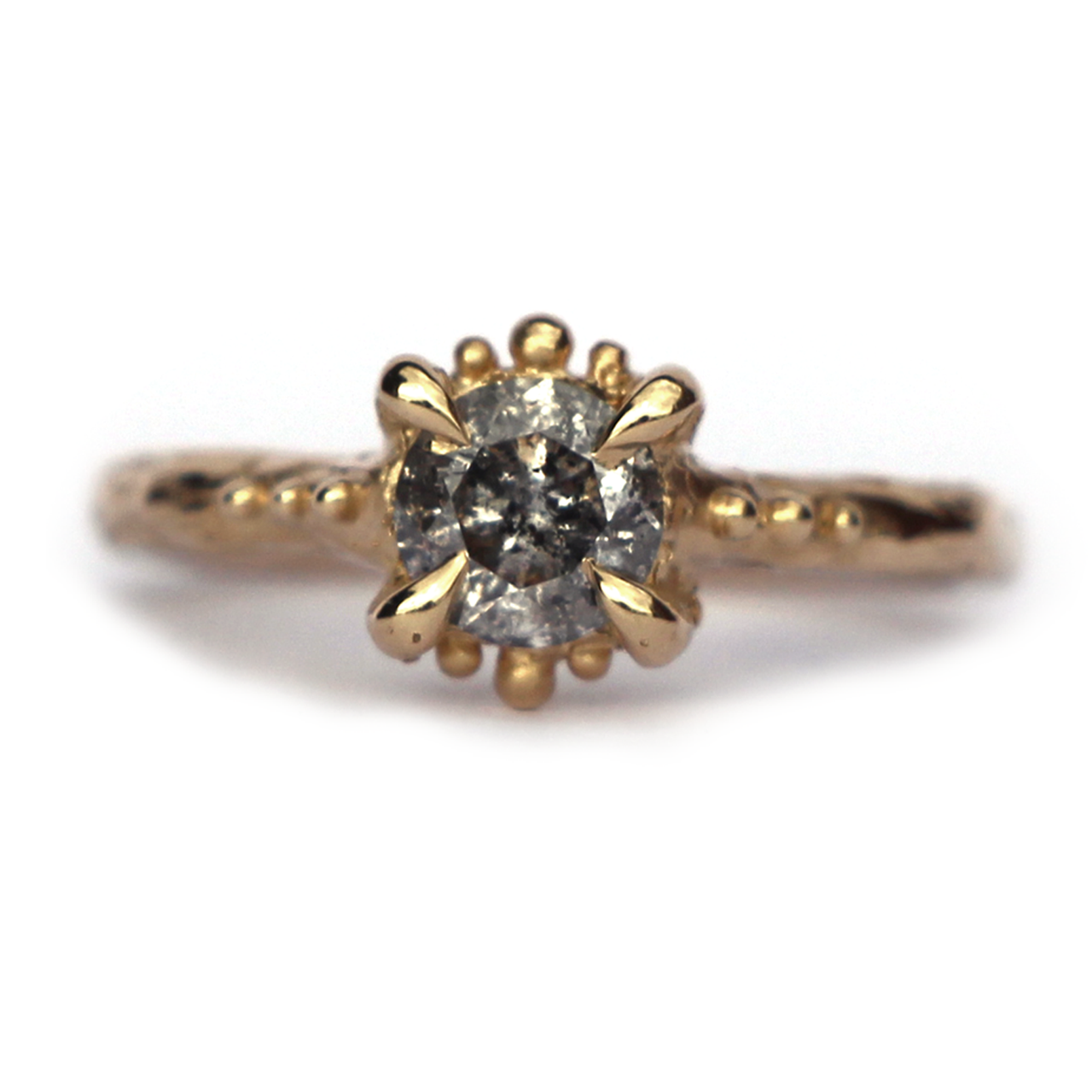 Salt & Pepper Diamond Solitaire Urchin Ring, Alice Clarke, tomfoolery