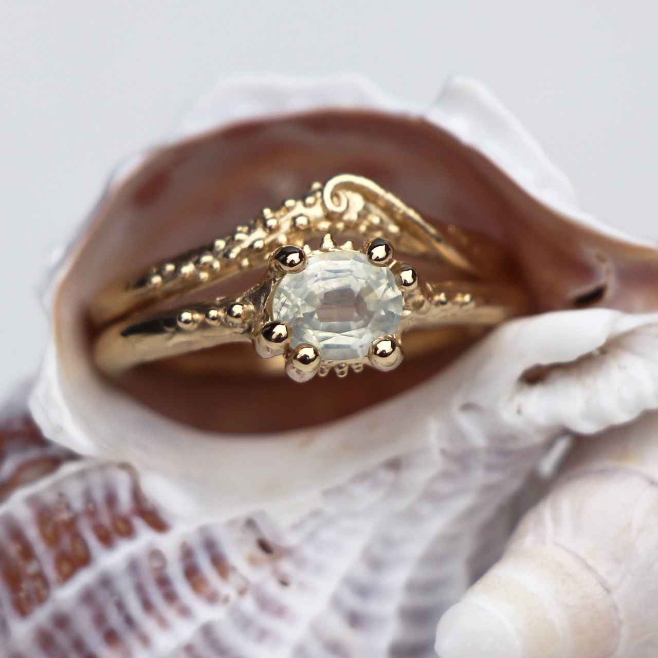 Light Green Sapphire Urchin Ring, Alice Clarke, tomfoolery