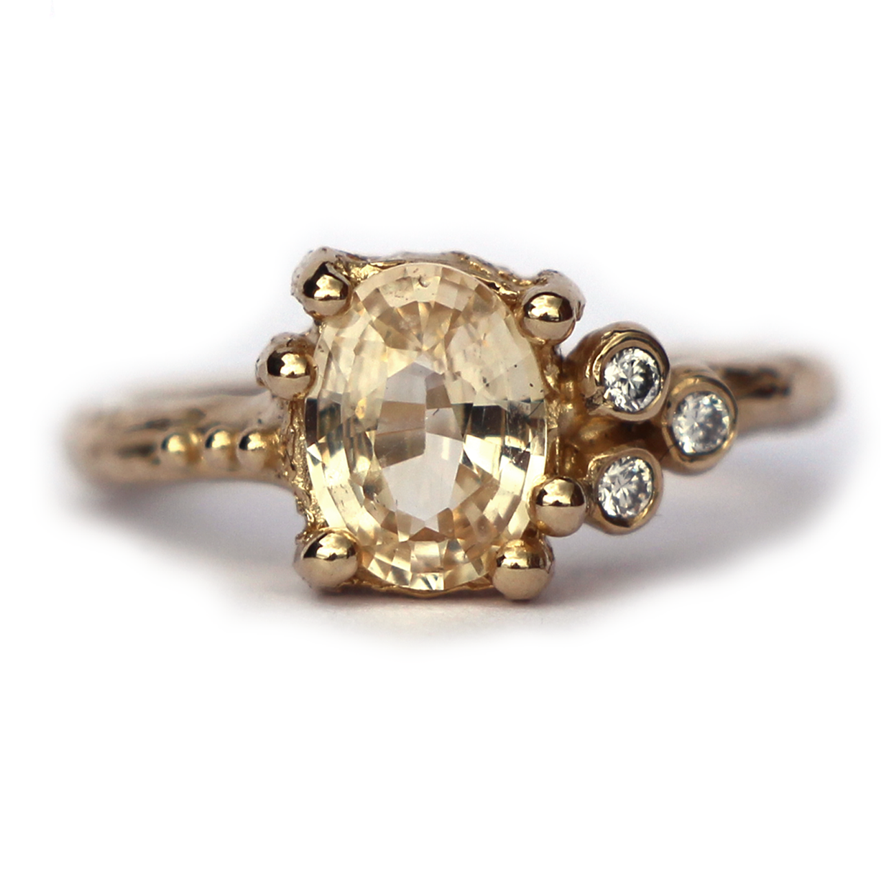 Peach Sapphire Sunset Cluster Ring, Alice Clarke, tomfoolery