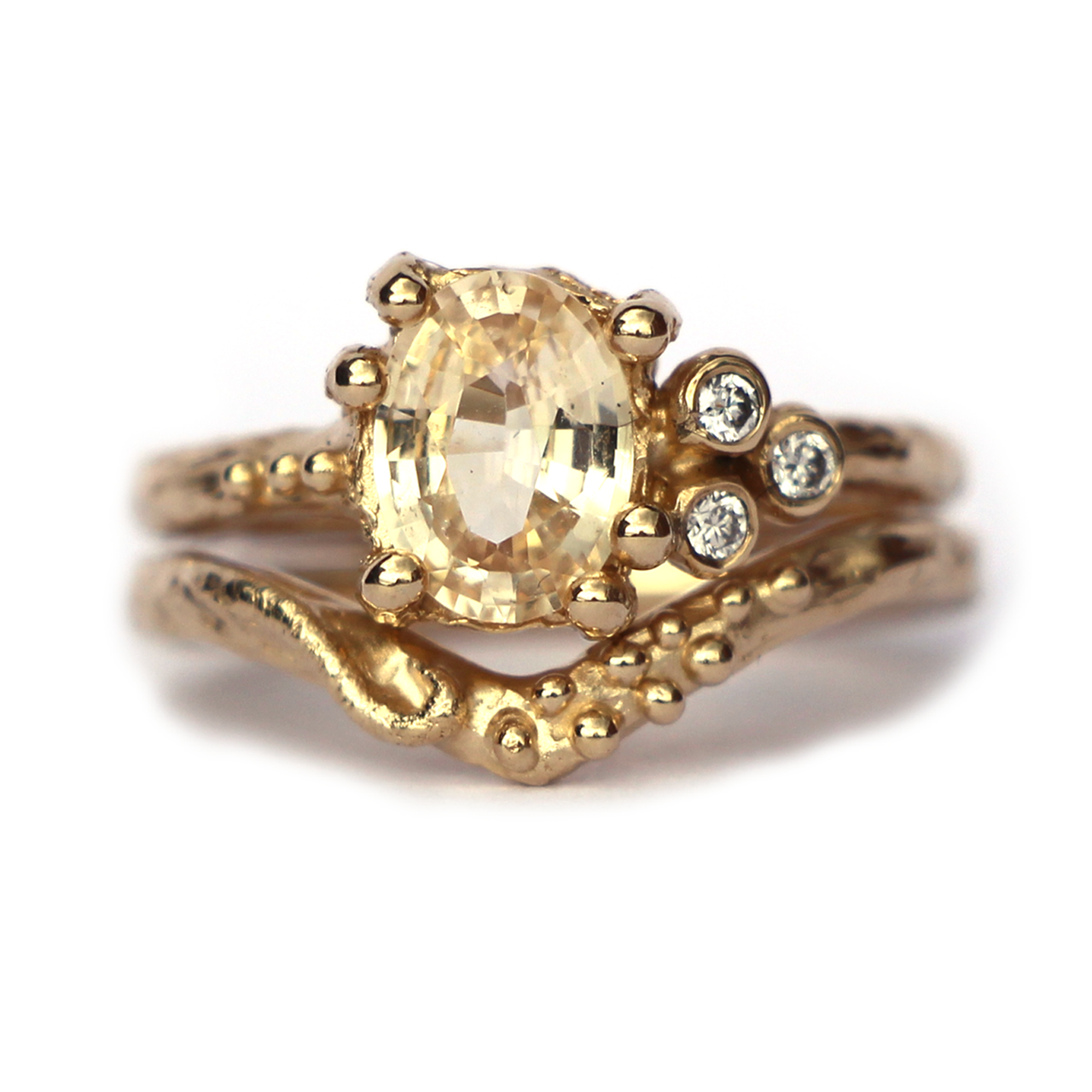 Peach Sapphire Sunset Cluster Ring, Alice Clarke, tomfoolery