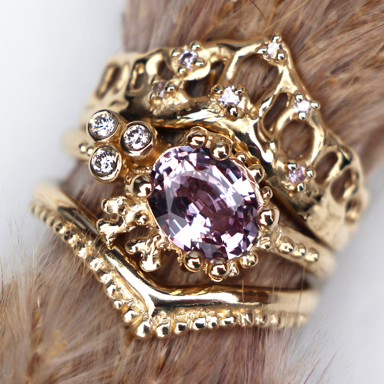 Scattered Pink Diamond Mermaid Crown Ring, Alice Clarke, tomfoolery