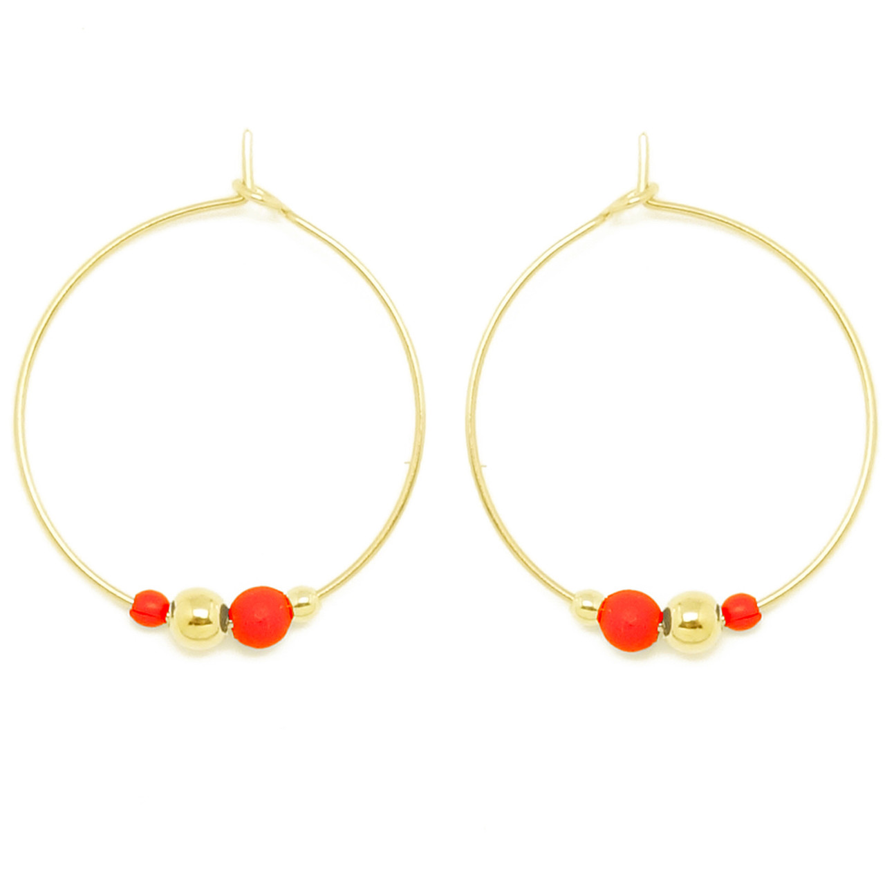 Billie Beaded Hoops Tangerine, Judith Benita, tomfoolery