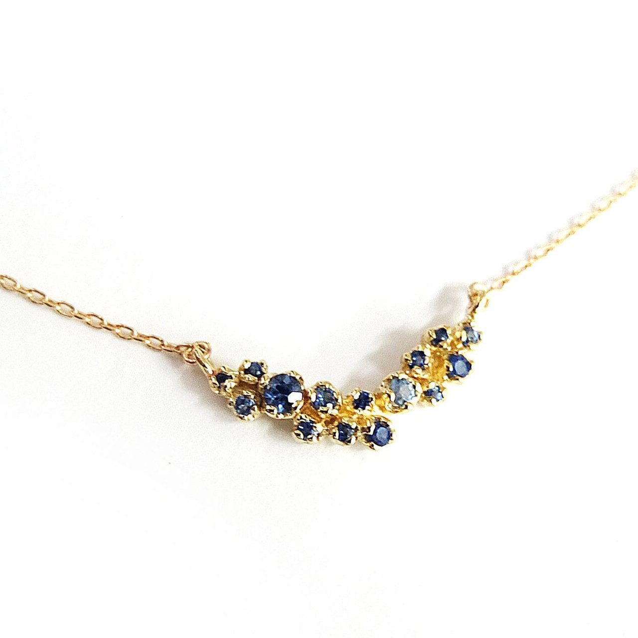 n+a New York, Curved Grand Cluster Necklace with Blue Sapphires, Tomfoolery