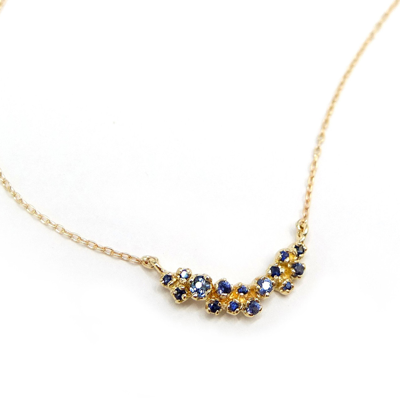 n+a New York, Curved Grand Cluster Necklace with Blue Sapphires, Tomfoolery