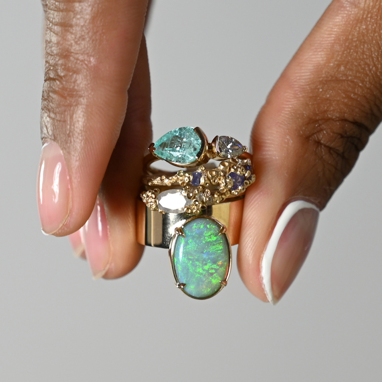 One-Of-A-Kind Opalescent & Rose Cut Diamond Ring, Ami Pepper, tomfoolery