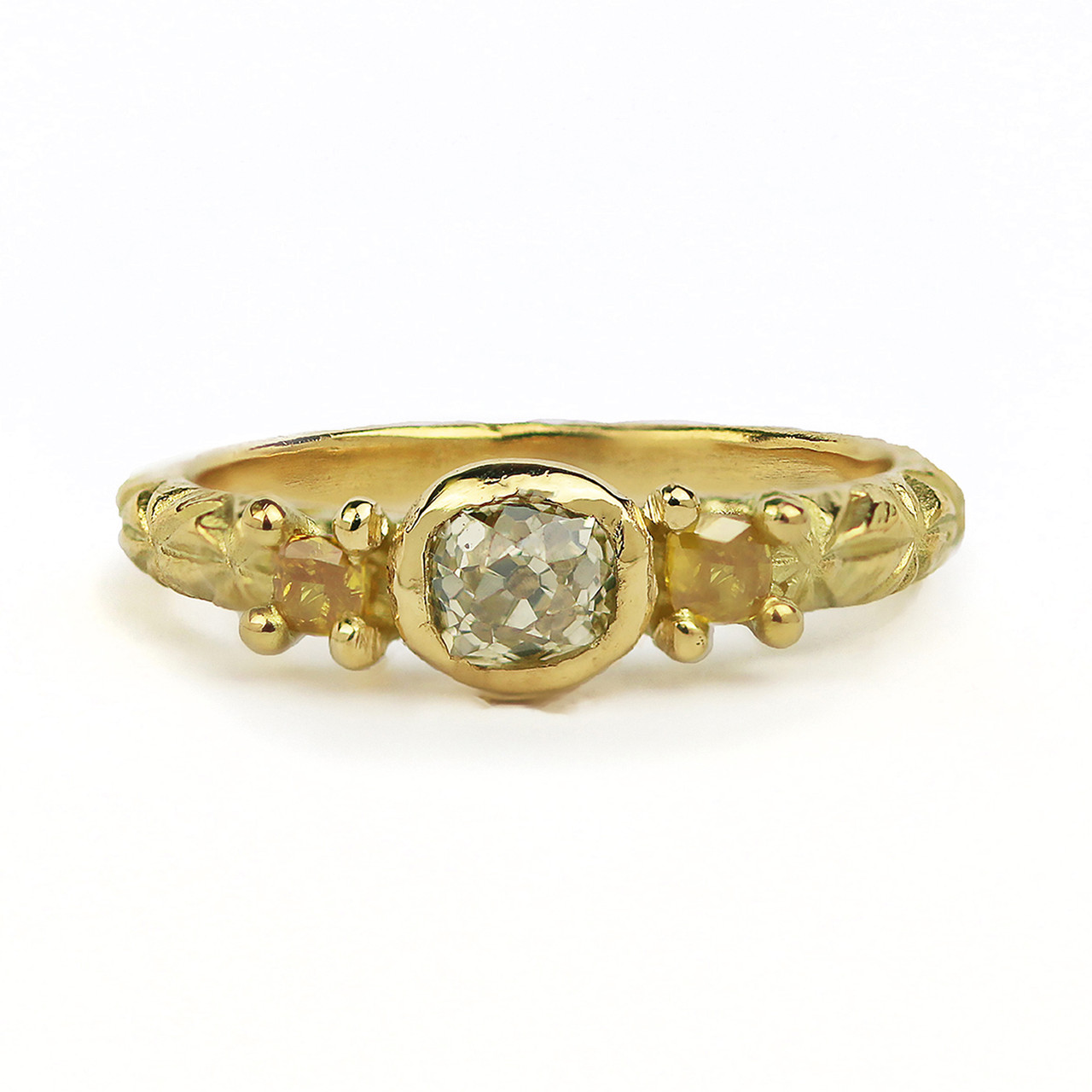 Yellow Diamond Old Cut Trilogy Ring, Ciara Bowles, tomfoolery