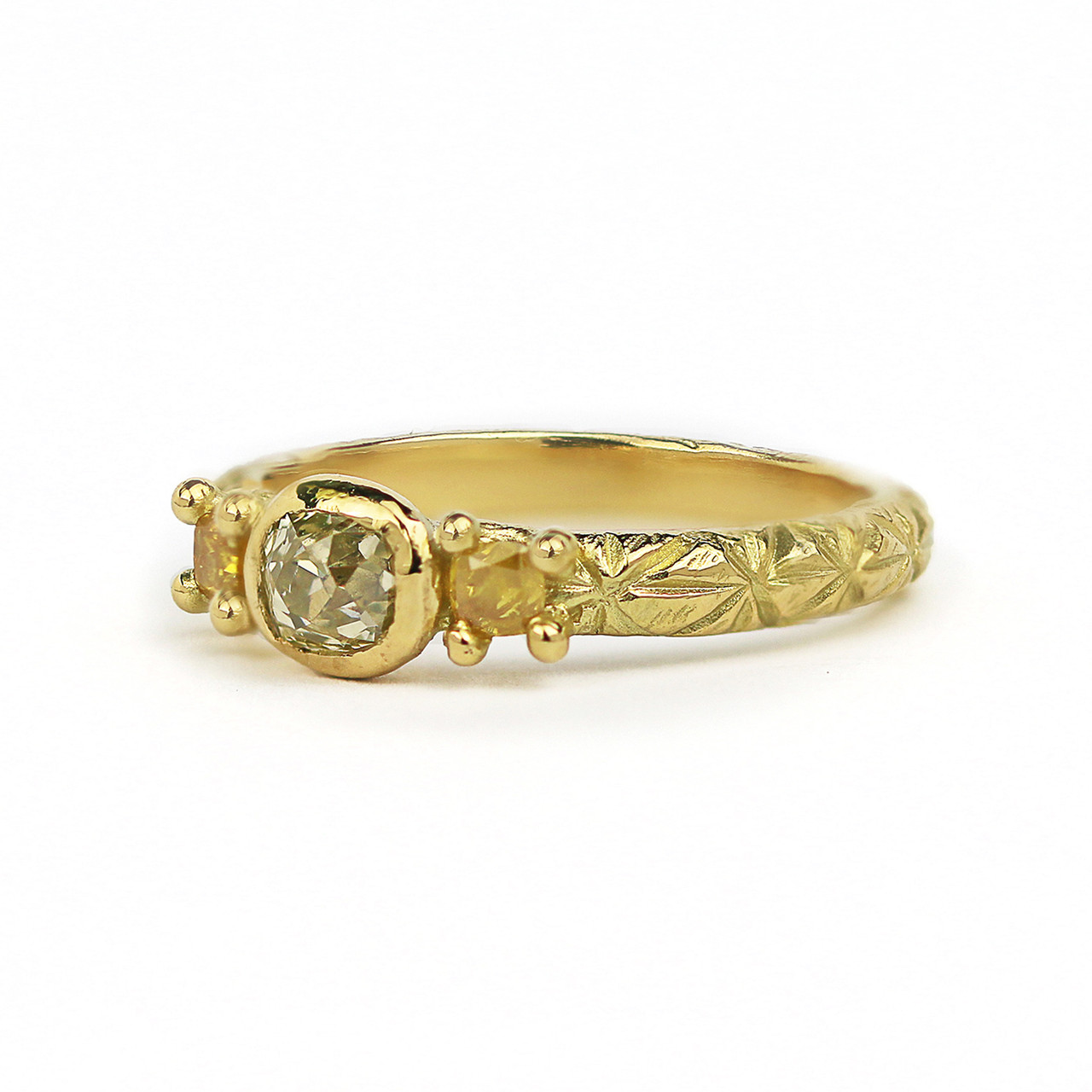 Yellow Diamond Old Cut Trilogy Ring, Ciara Bowles, tomfoolery