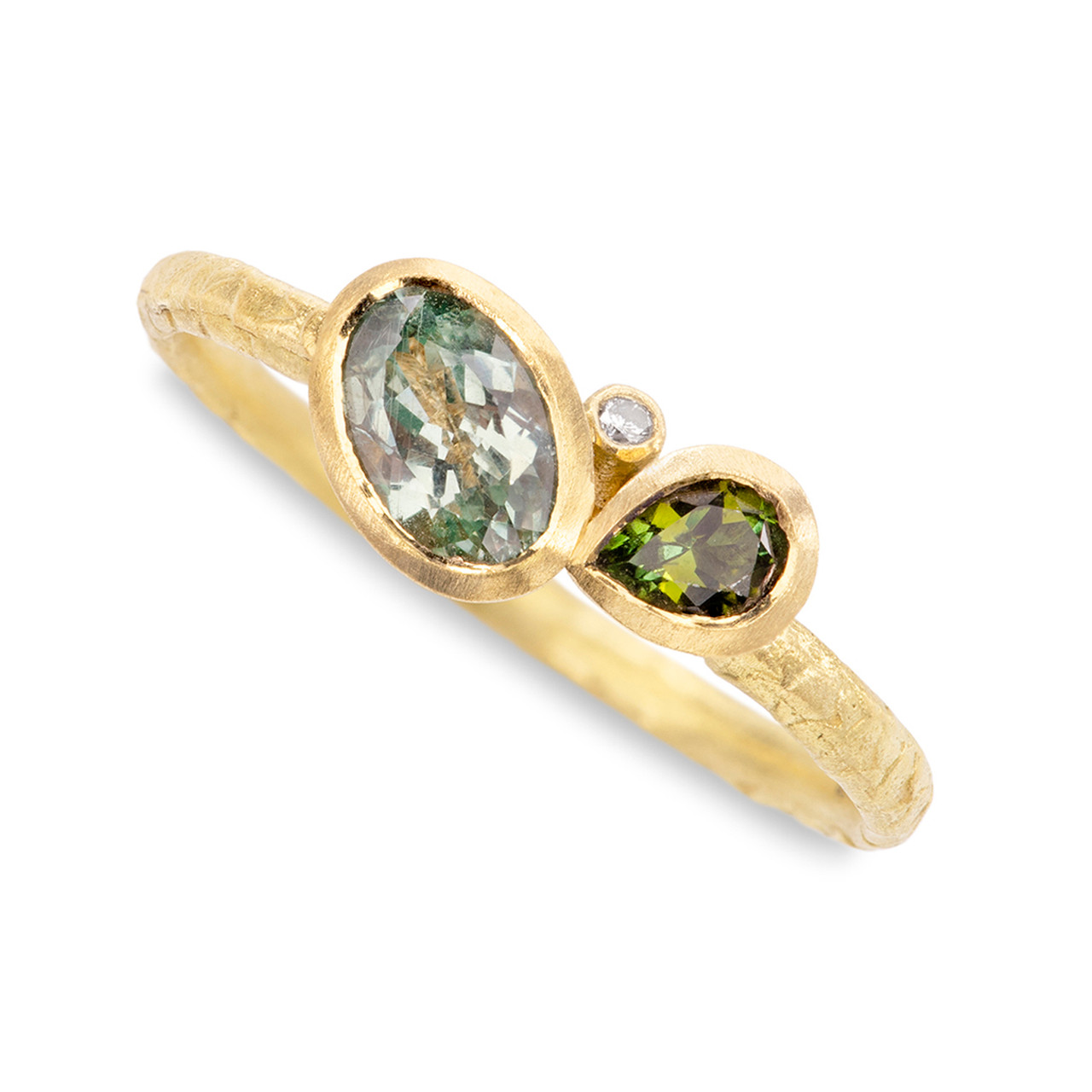 One-Of-A-Kind Catkin Aquamarine & Tourmaline Cluster Ring, Alison Macleod, tomfoolery