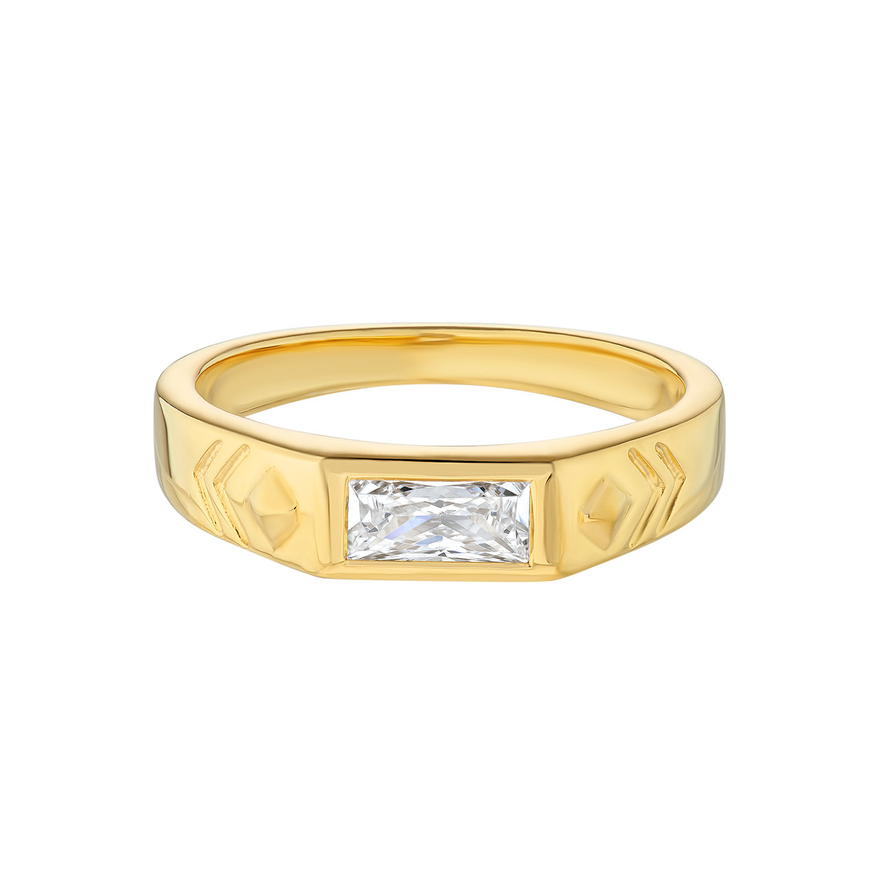 AURA Baguette Gem Gold Plated Ring, TRIBE, Tomfoolery london