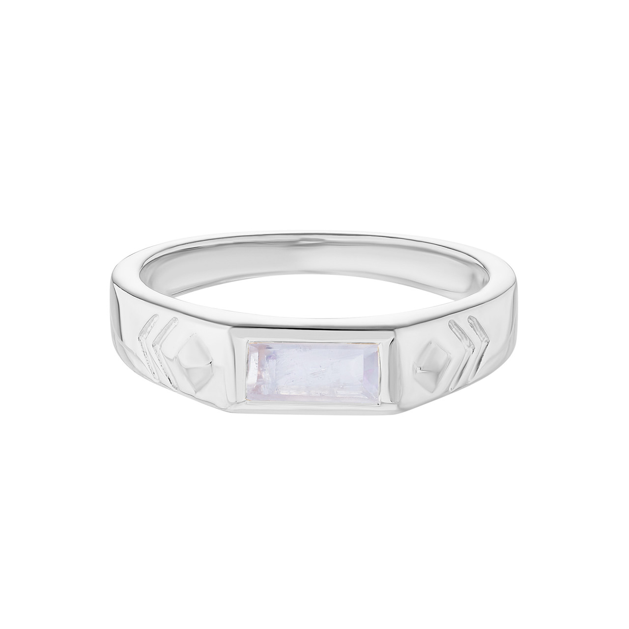 AURA Baguette Gem Silver Ring, TRIBE, Tomfoolery london