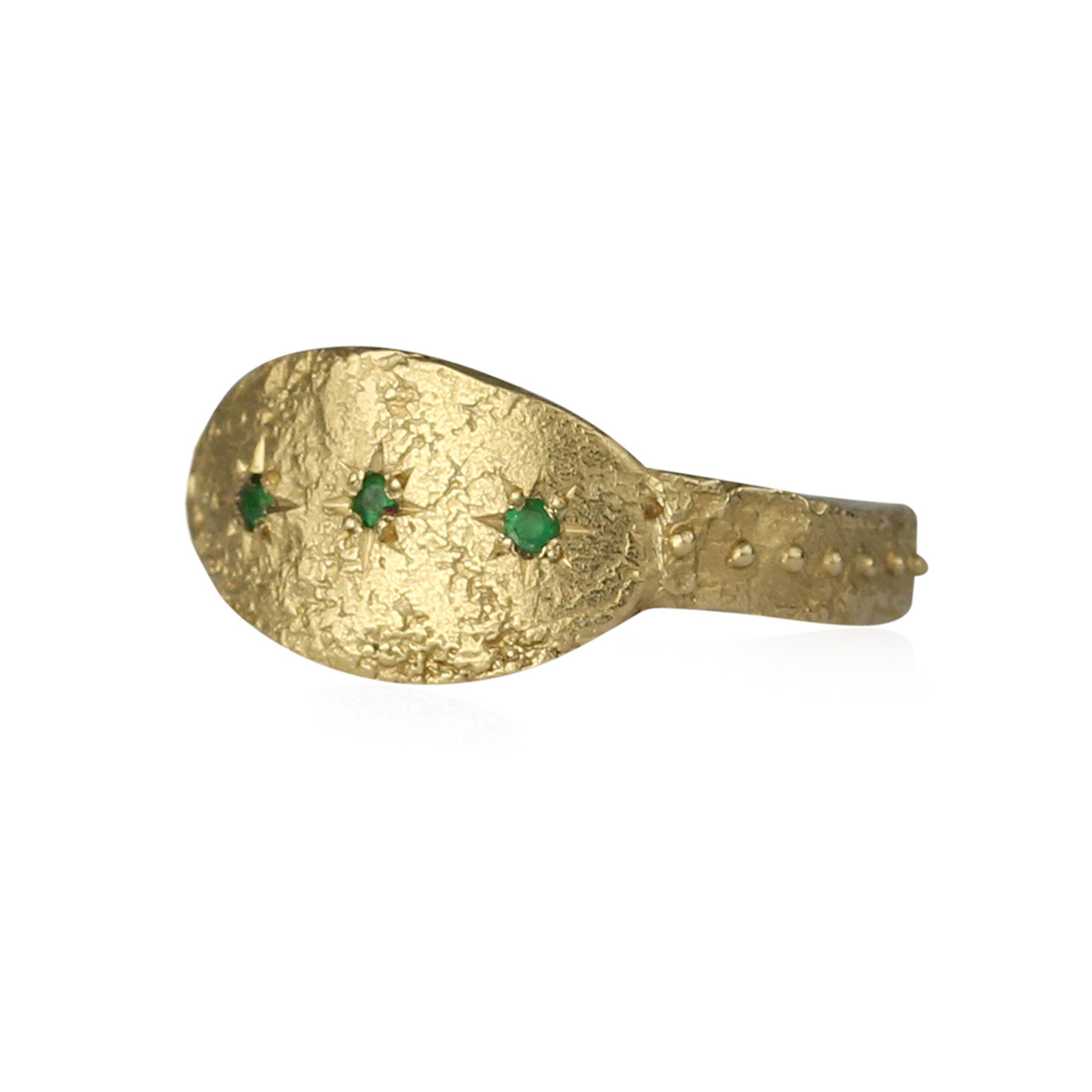 Triple Emerald Star 9ct Gold Ring, Momocreatura, tomfoolery