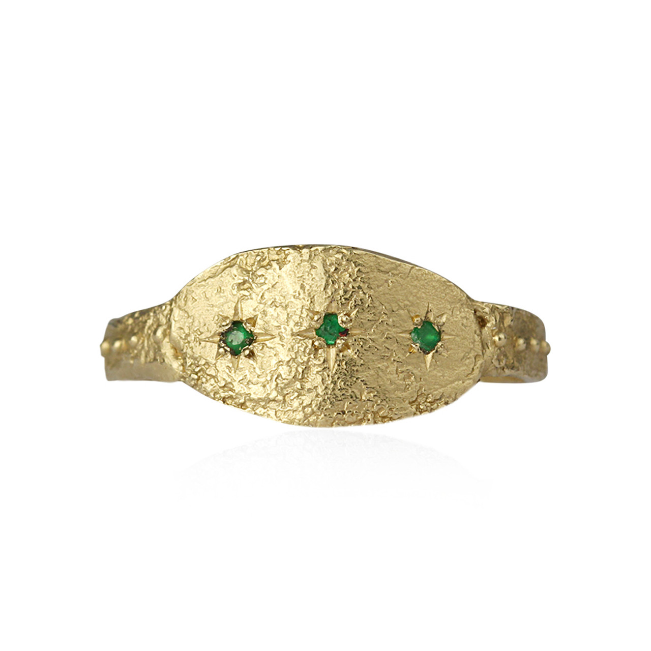 Triple Emerald Star 9ct Gold Ring, Momocreatura, tomfoolery