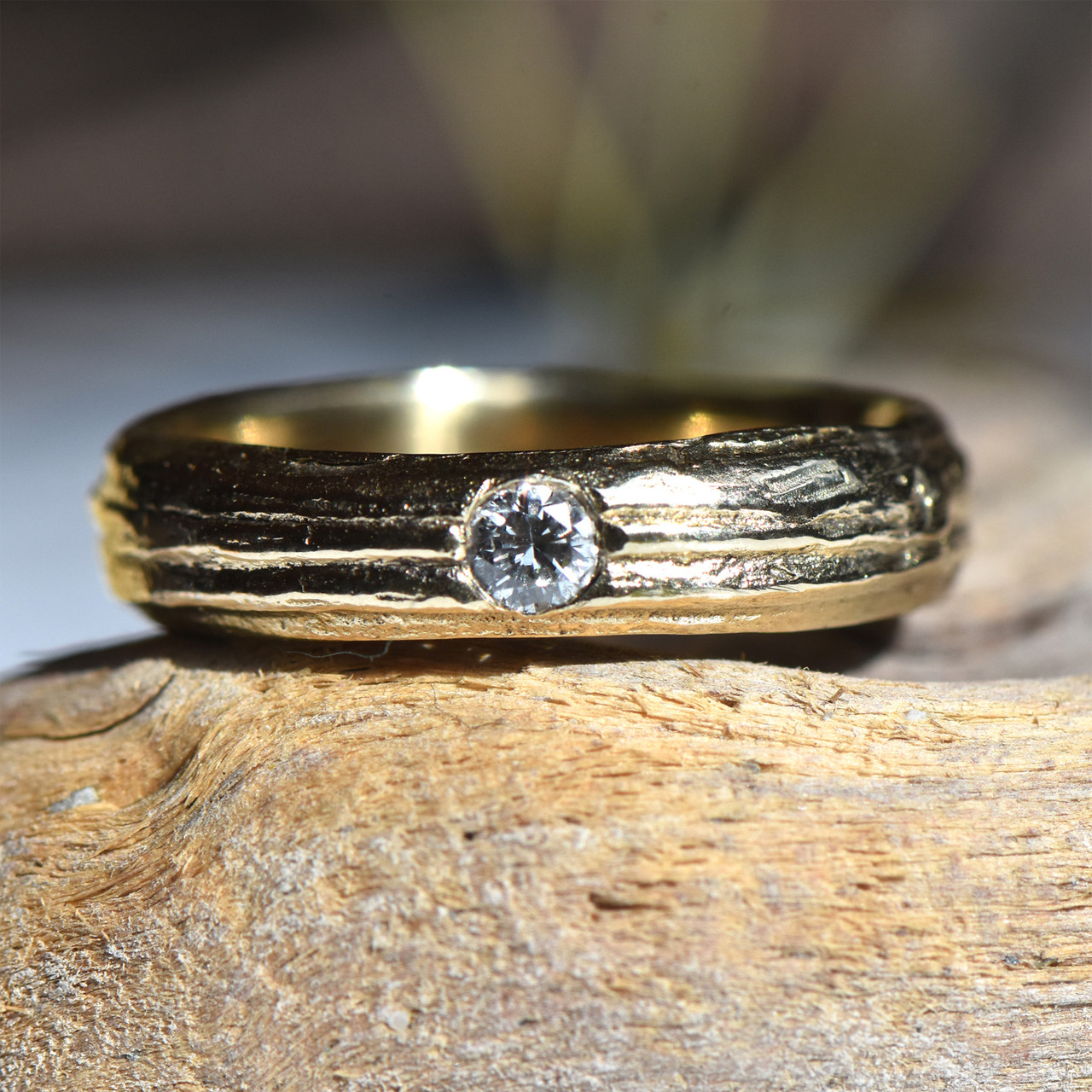 Oak Single Diamond Ring, Issy White, Tomfoolery London