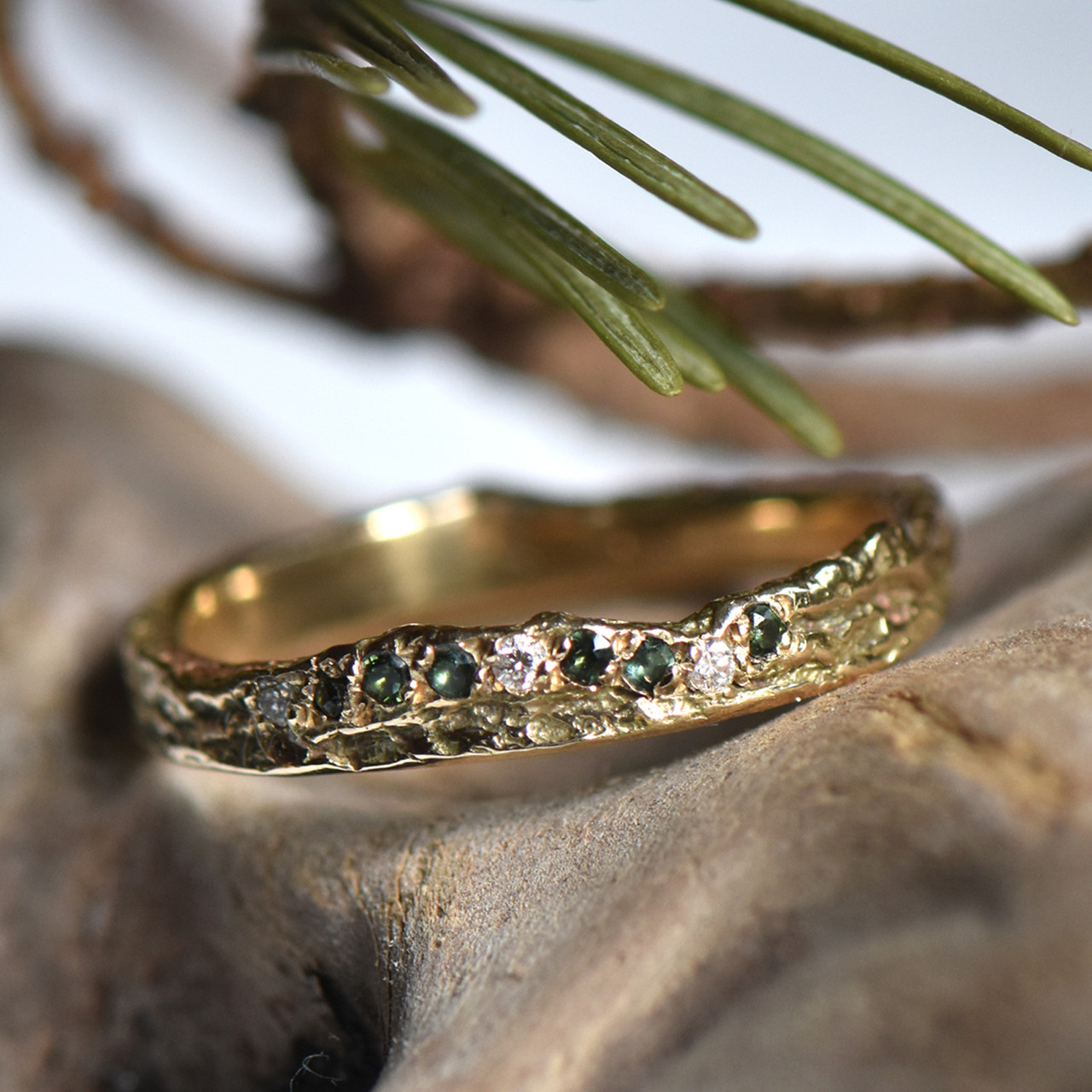 Skinny London Plane Tourmaline & Diamond Halo Ring, Issy White, Tomfoolery London