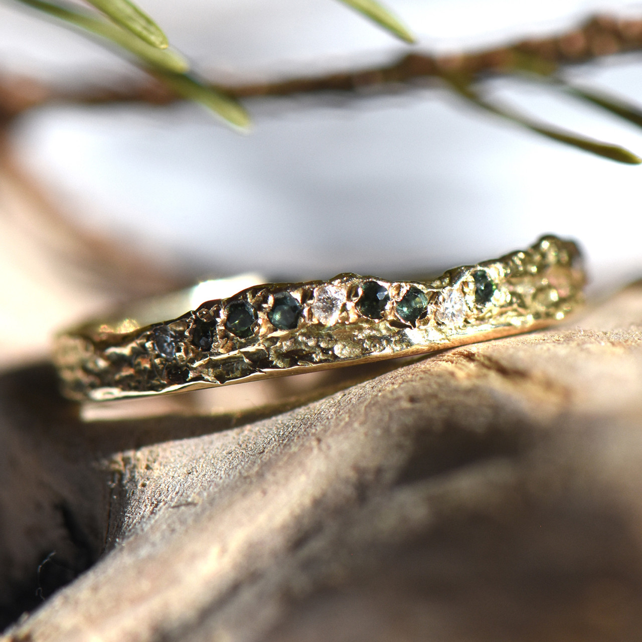 Skinny London Plane Tourmaline & Diamond Halo Ring, Issy White, Tomfoolery London