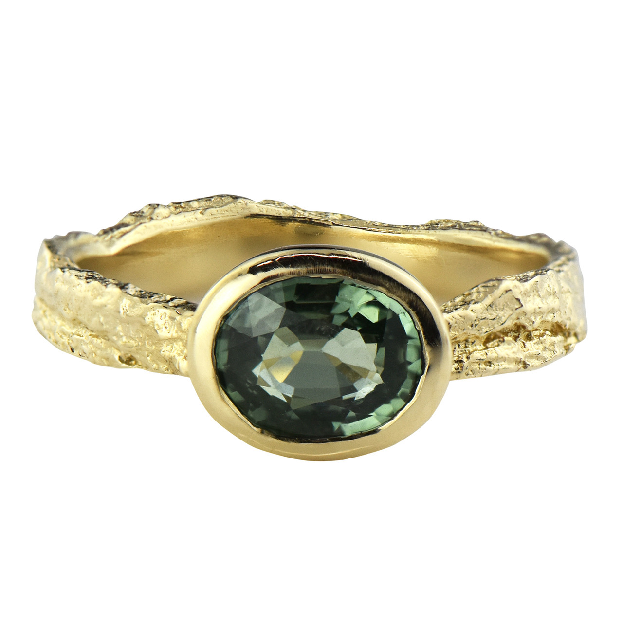 London Plane Green Sapphire Ring, Issy White, Tomfoolery London