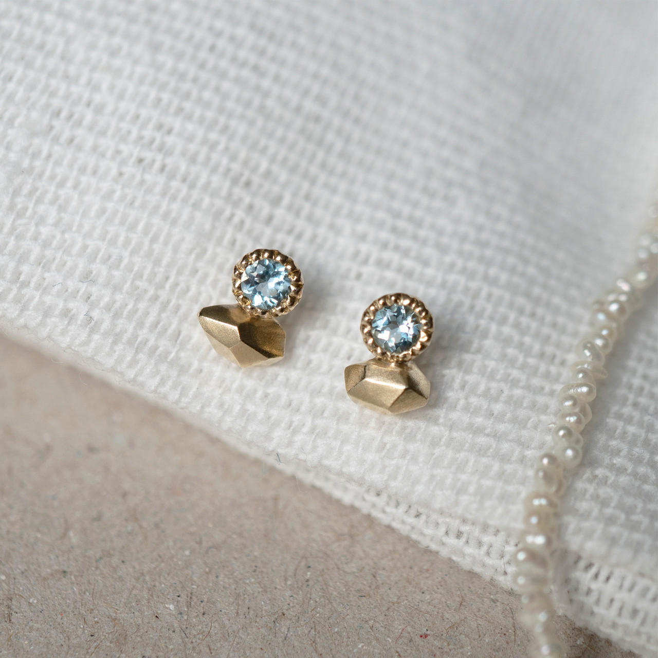 Gea Duo Aquamarine Mini Studs, Maria Manola, tomfoolery