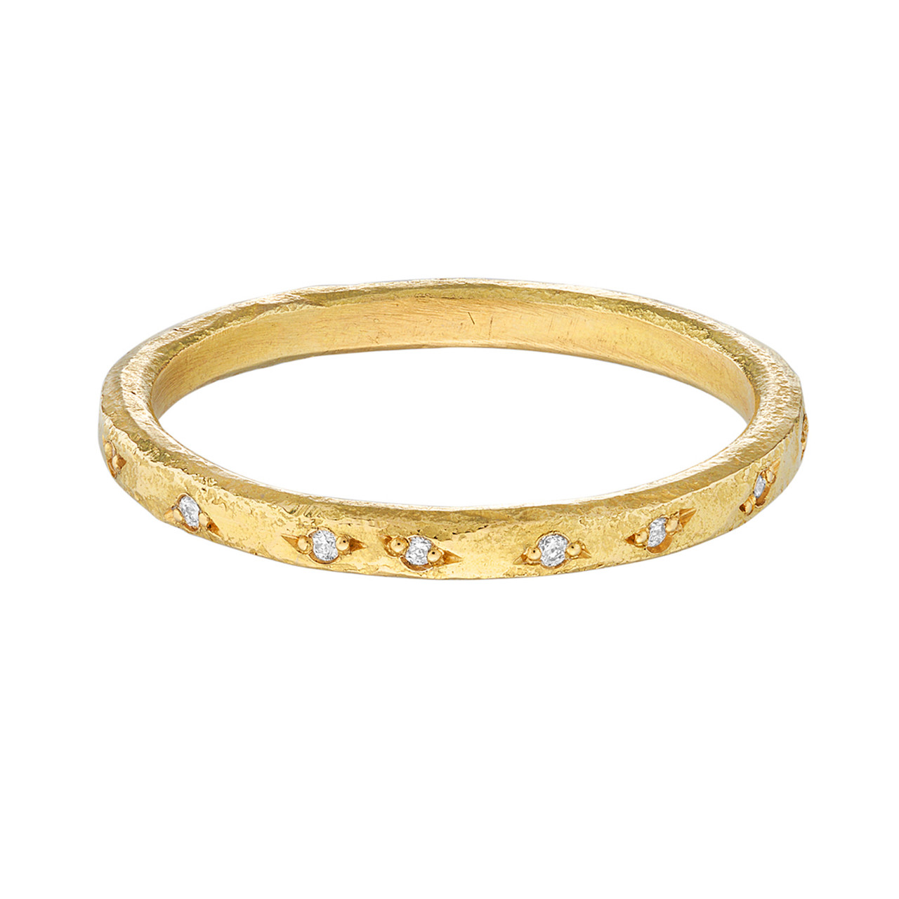 18ct Gold Textured Band with Scattered Diamonds, Shimara Carlow, tomfoolery